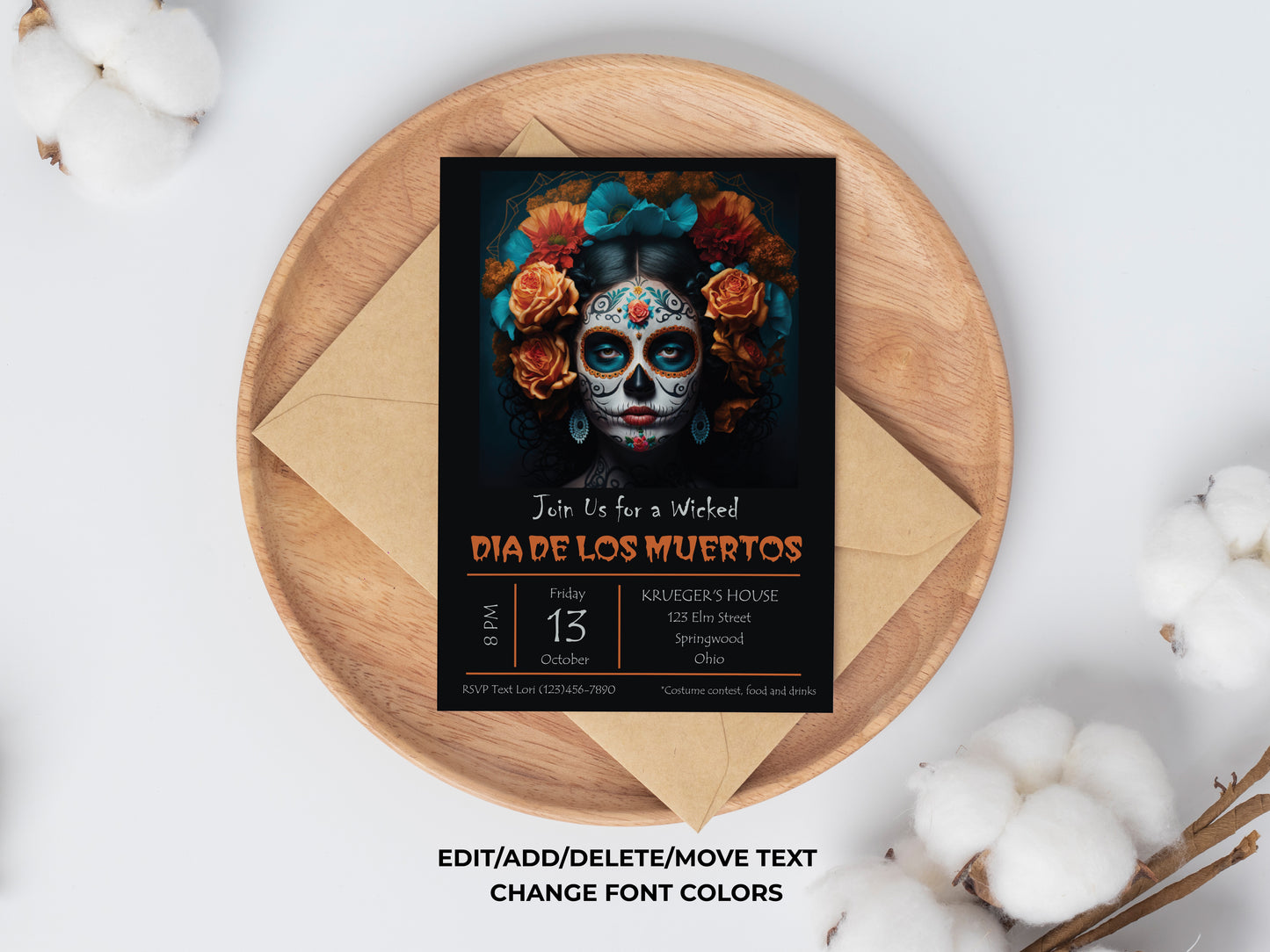 Halloween Dia de los Muertos Party Invitation