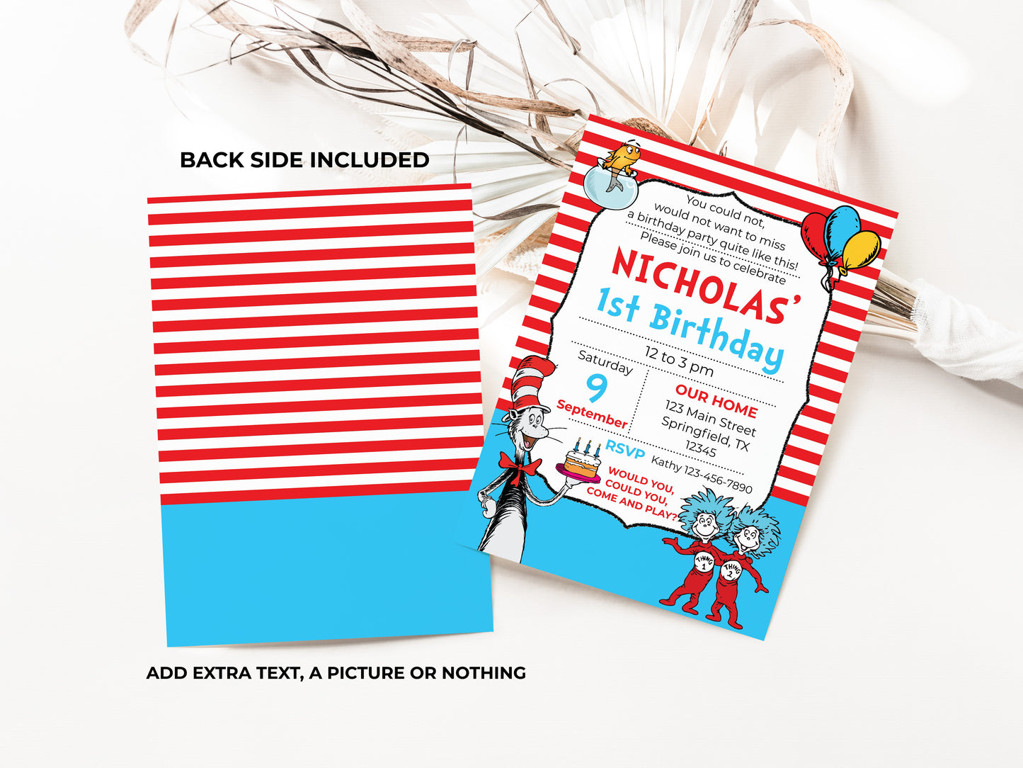 Cat Hat Things Party Invitation