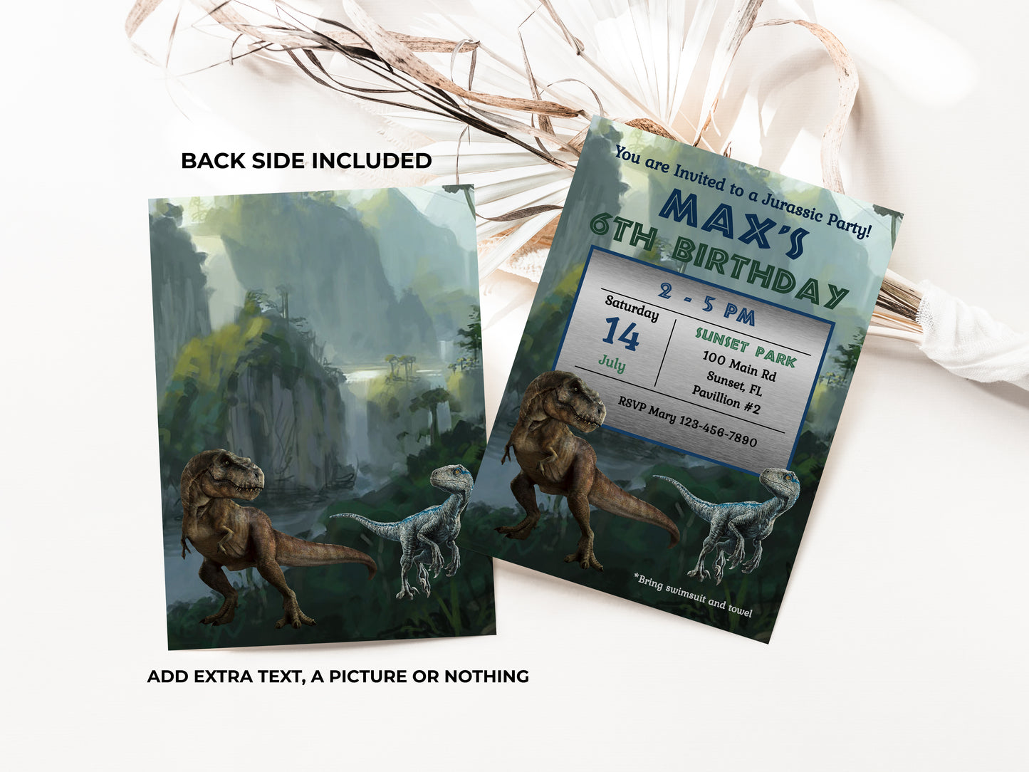Jurassic Era Dinosaurs Birthday Party Invitation