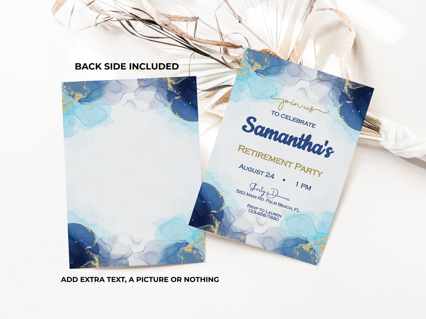 Blue and Gold Party Invitation