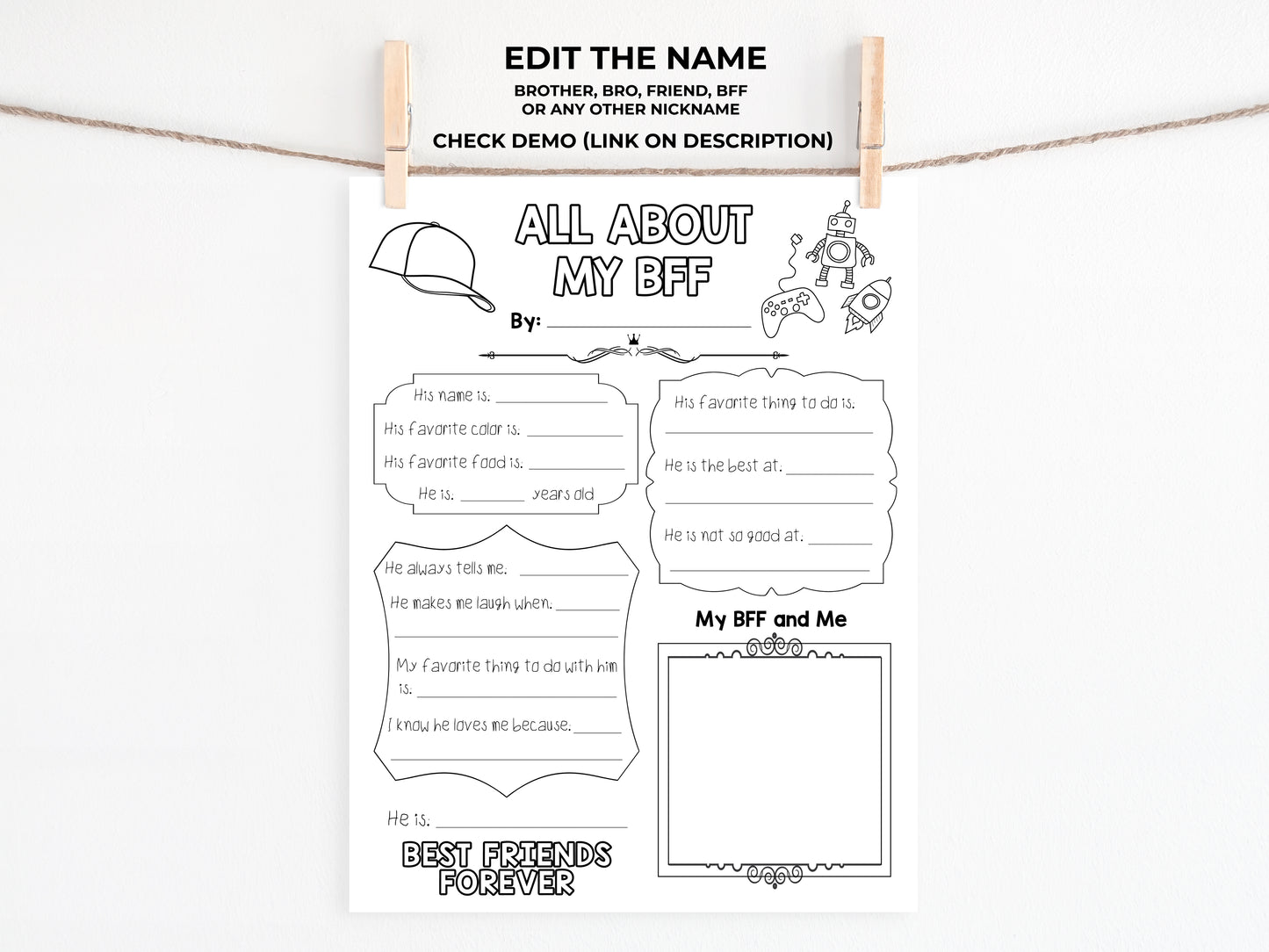 All About my Brother Printable