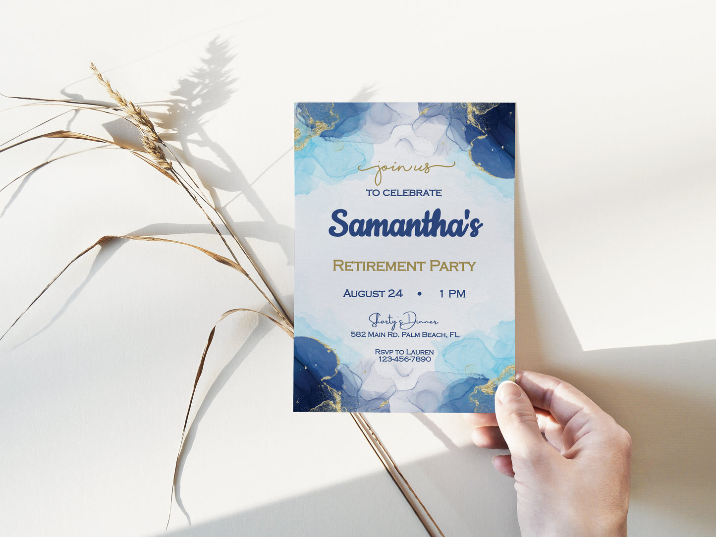 Blue and Gold Party Invitation