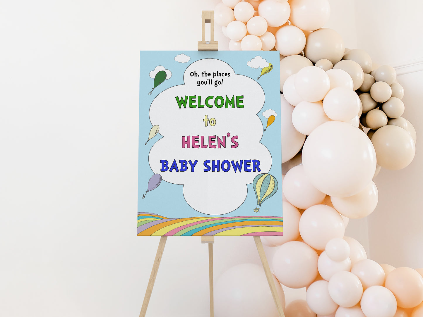 Hot Air Balloon Baby Shower Welcome Sign 16 x 20 inches