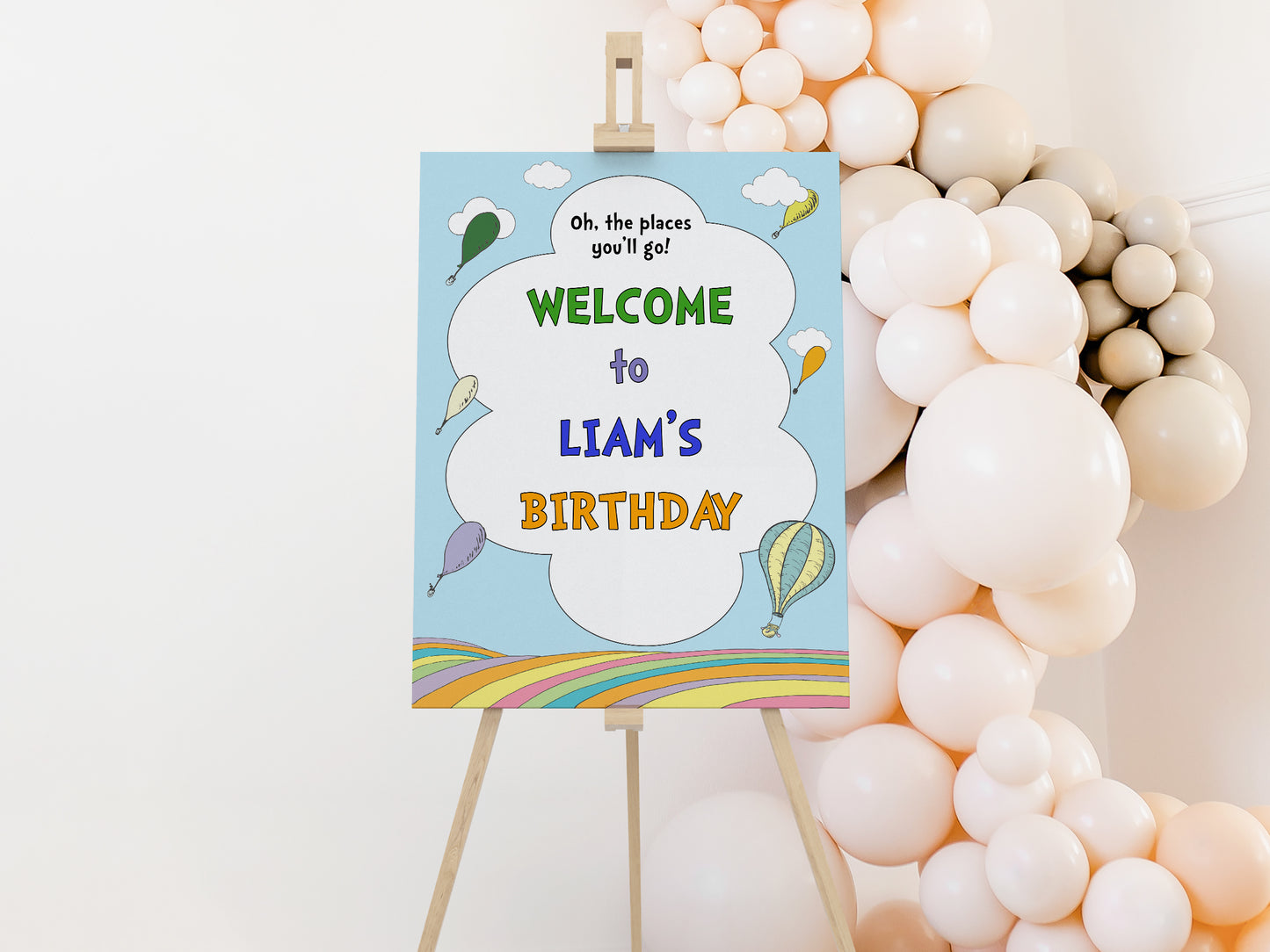 Hot Air Balloon Welcome Sign 16x20 inches
