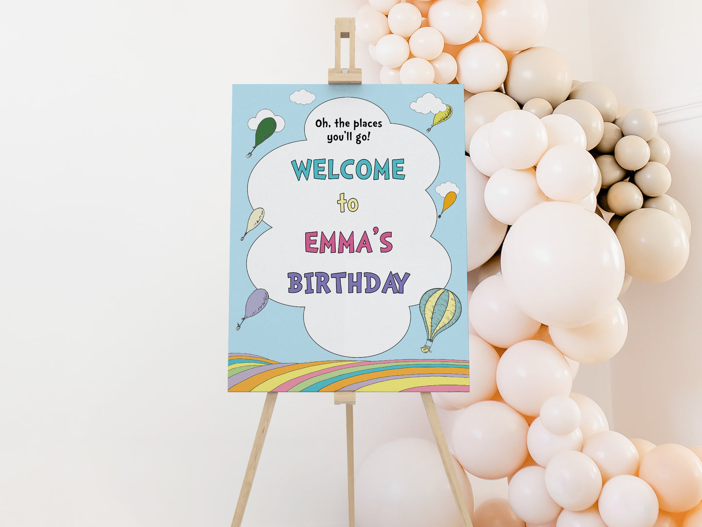 Hot Air Balloon Welcome Sign 16x20 inches