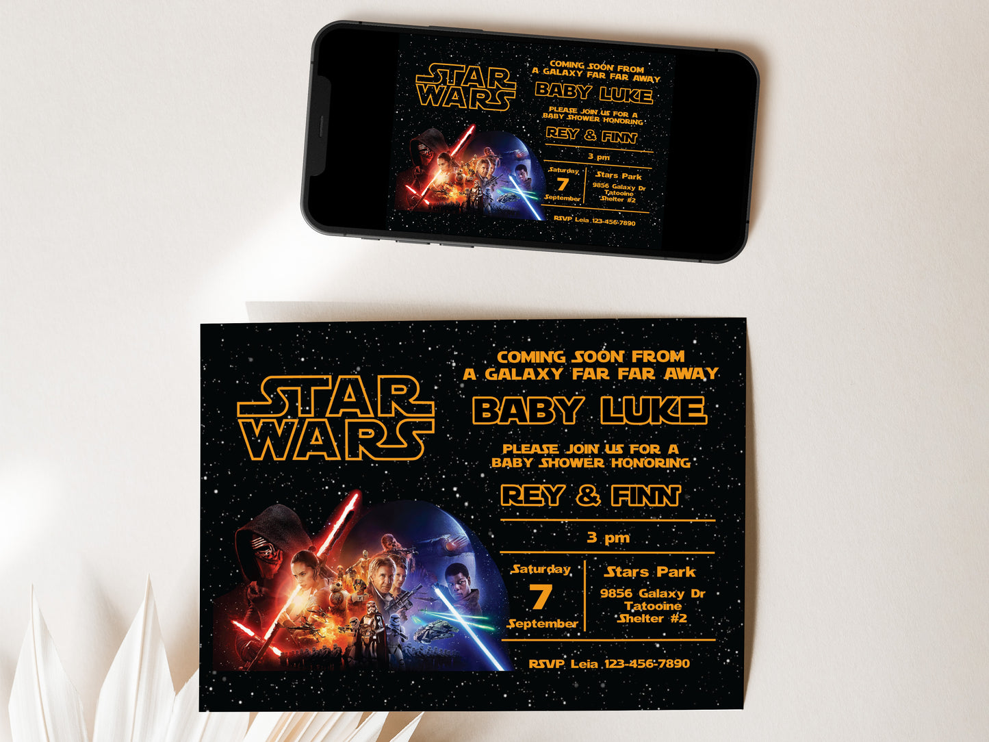 Star Wars The Force Awakens Baby Shower Invitation