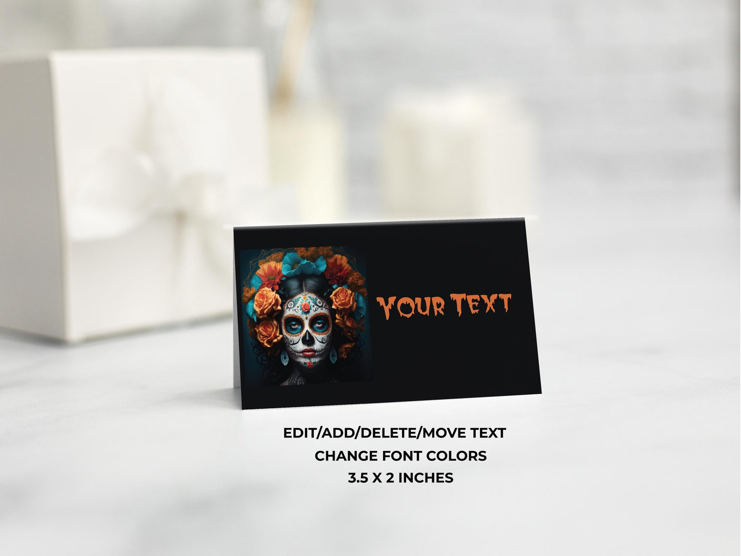 Halloween Dia de los Muertos Food Tent Labels Placecards