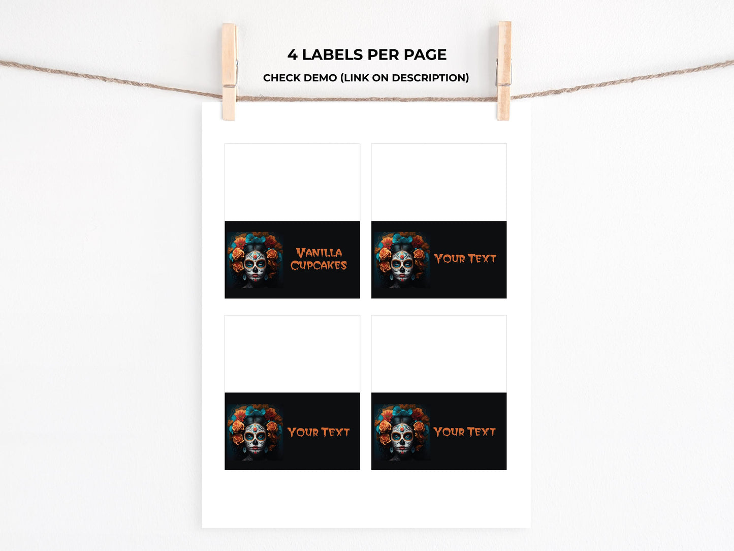 Halloween Dia de los Muertos Food Tent Labels Placecards