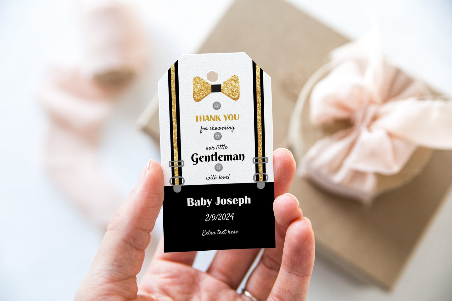 Little Gentleman Baby Shower Thank you Tags - Little Gentleman thank you cards - Bowtie Baby Shower Thank You - Tuxedo Baby Shower thank you