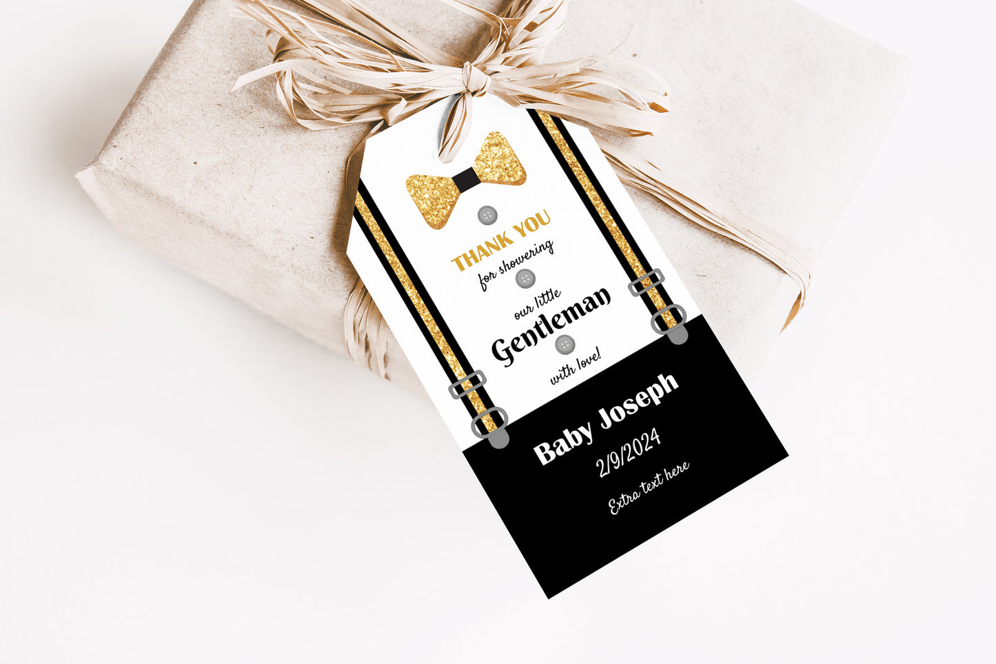 Little Gentleman Baby Shower Thank you Tags - Little Gentleman thank you cards - Bowtie Baby Shower Thank You - Tuxedo Baby Shower thank you