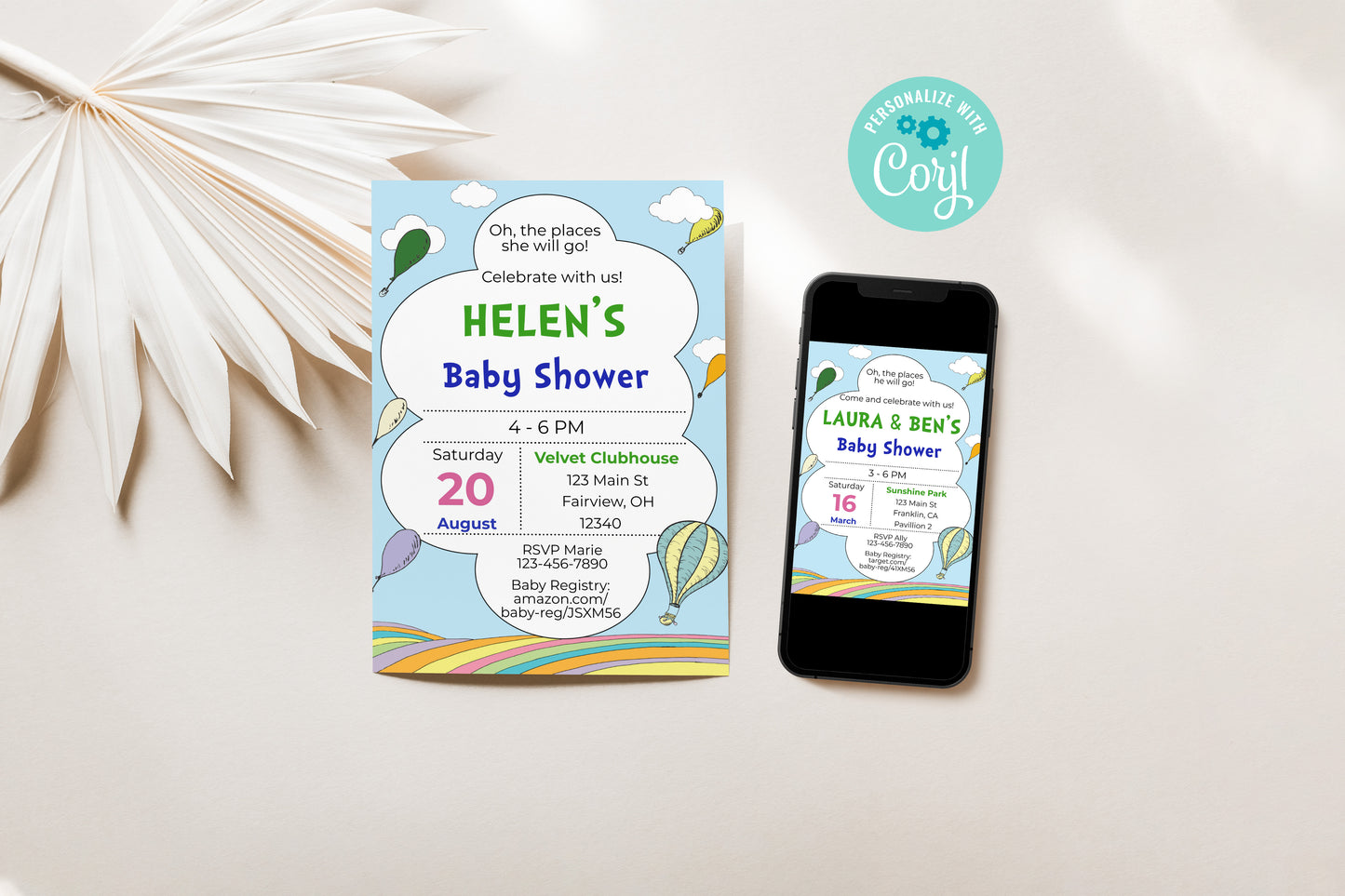 Hot Air Balloon Baby Shower Invitation