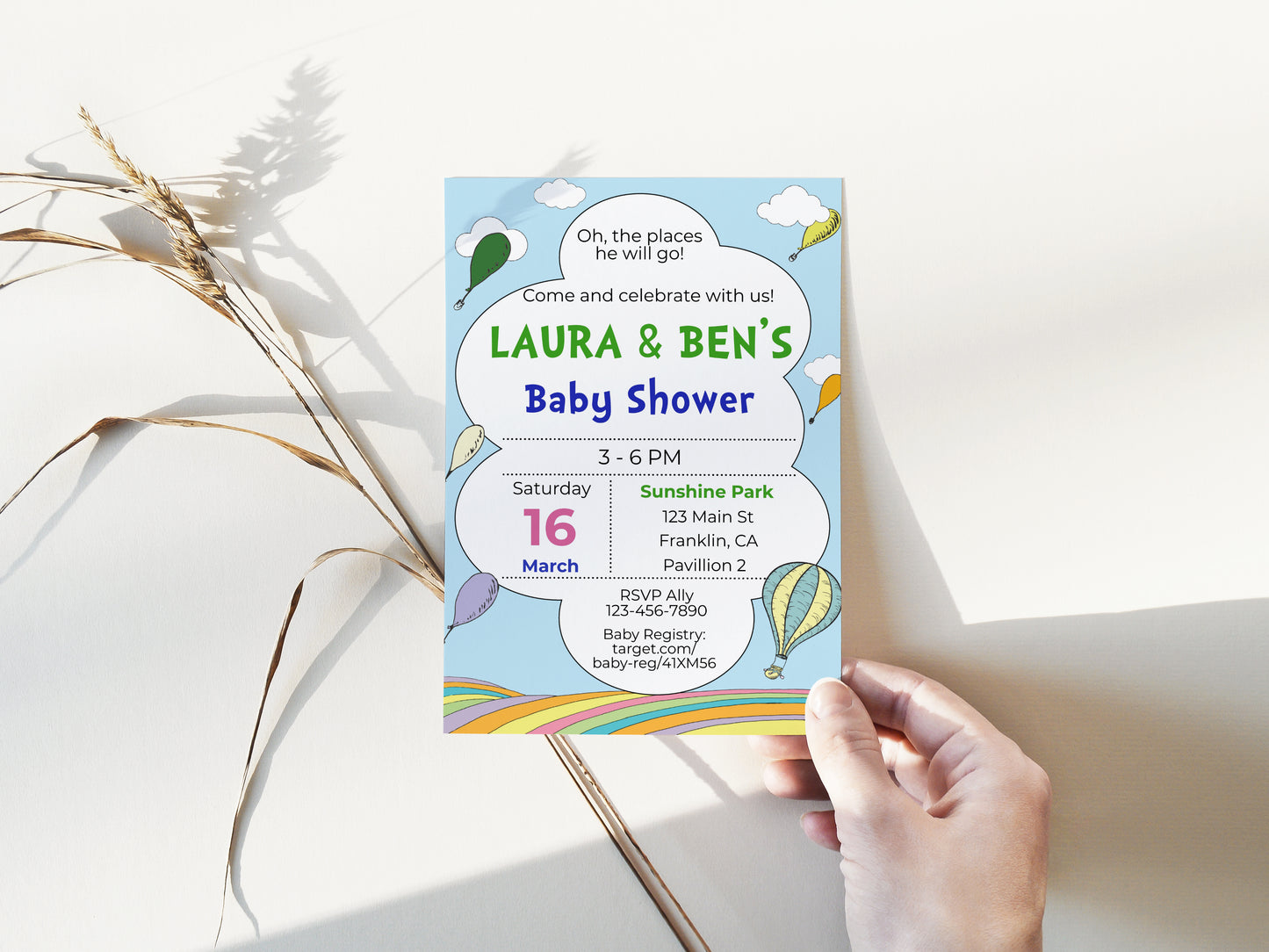 Hot Air Balloon Baby Shower Invitation