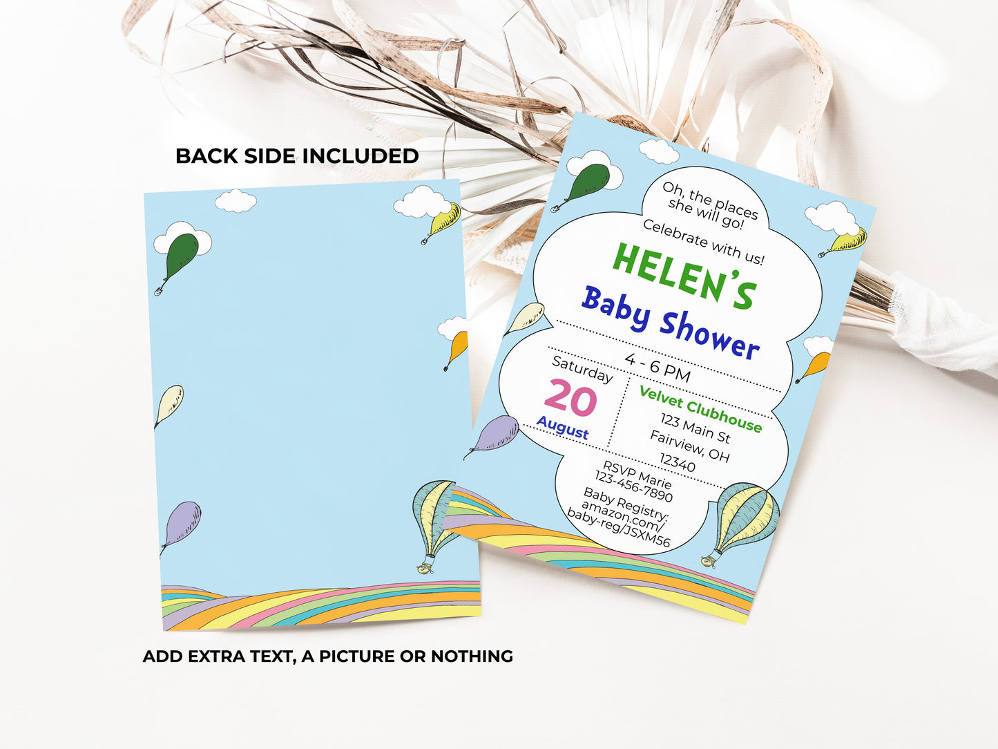 Hot Air Balloon Baby Shower Invitation