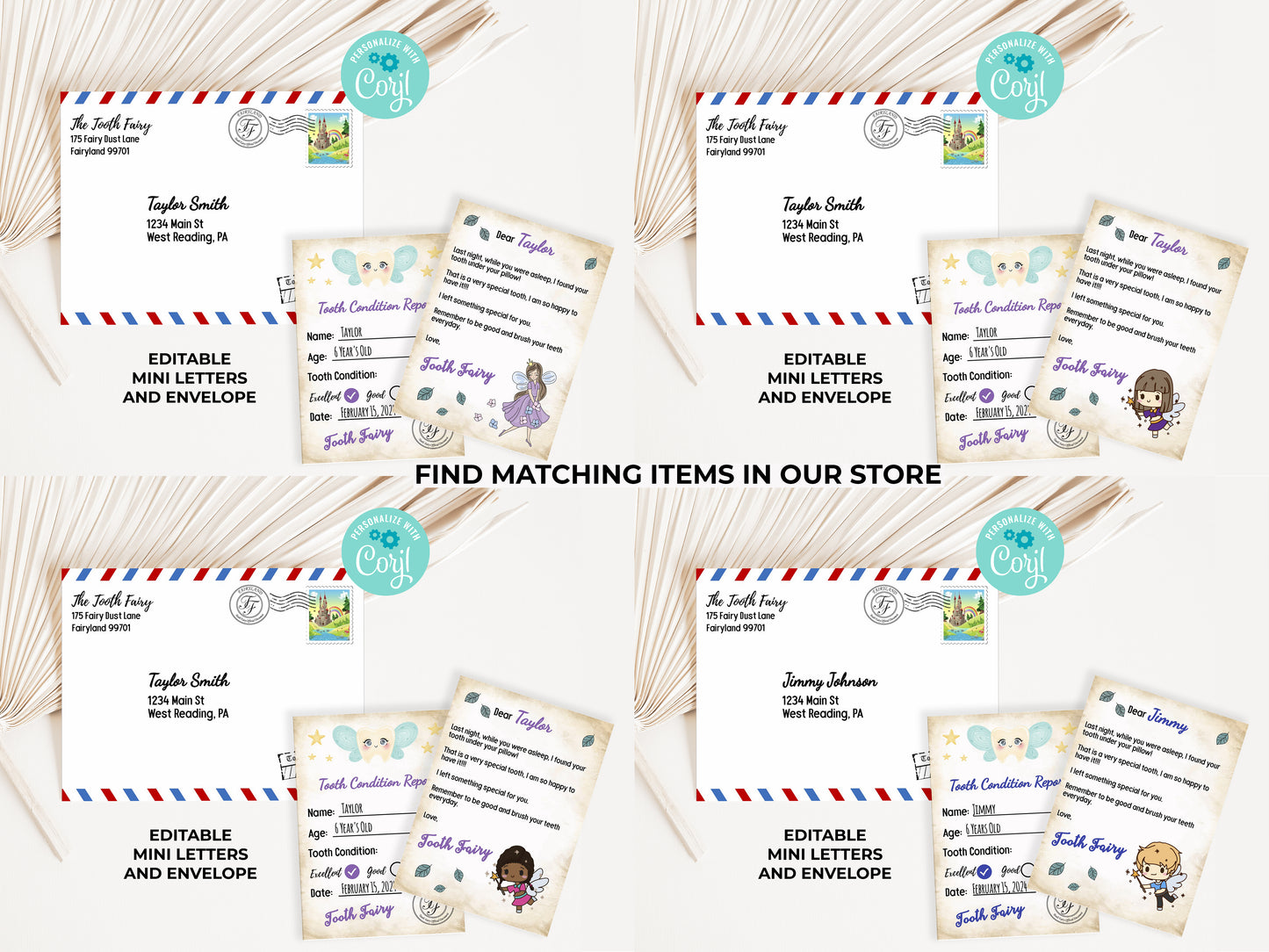 Tooth Fairy Editable Mini Letters and Envelope V11