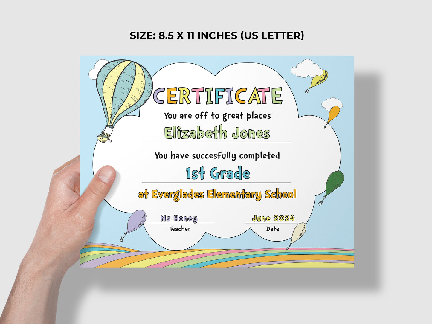 Hot Air Balloon Graduation Certificate