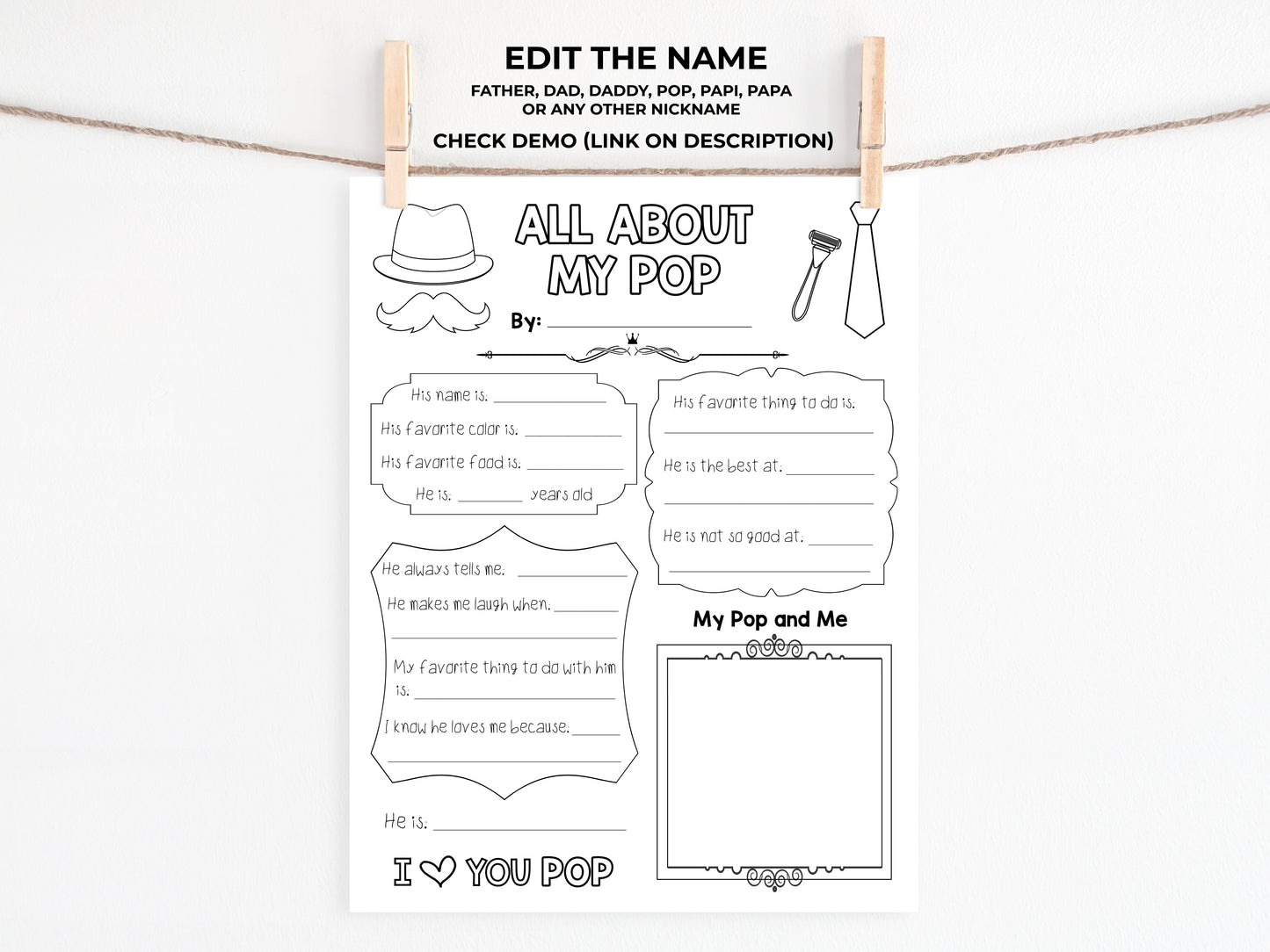 All About my Dad Printable - Father's Day Activity