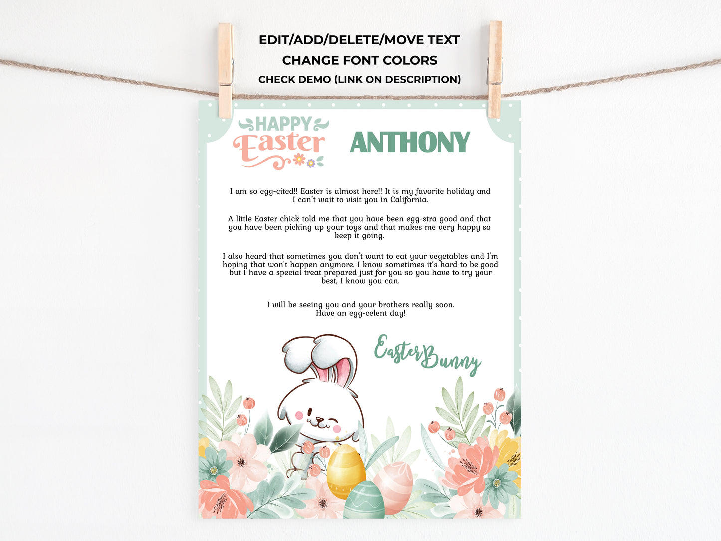 Personalized Letter from the Easter Bunny