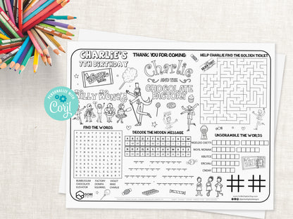 Charlie and the Chocolate Factory Activity Sheet Placemat.