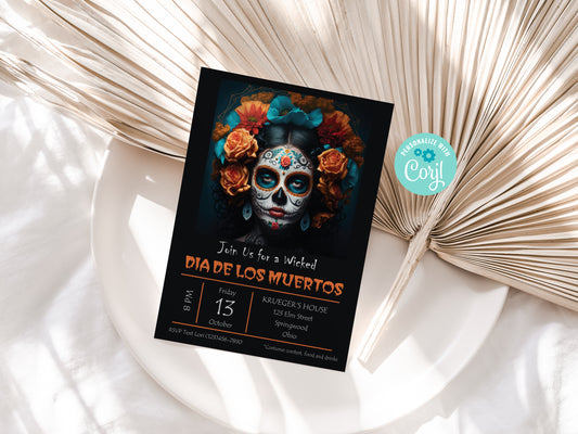 Halloween Dia de los Muertos Party Invitation