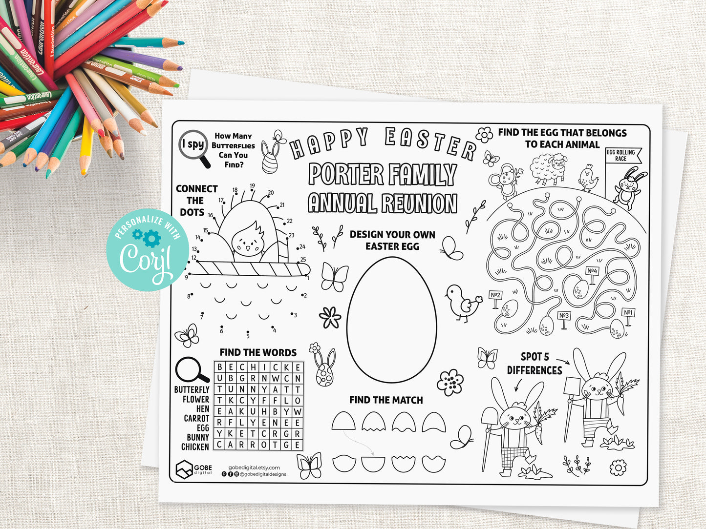 Easter Bunny Activity Sheet Placemat