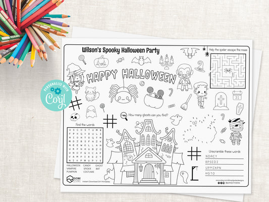 Halloween Activity Sheet Placemat.