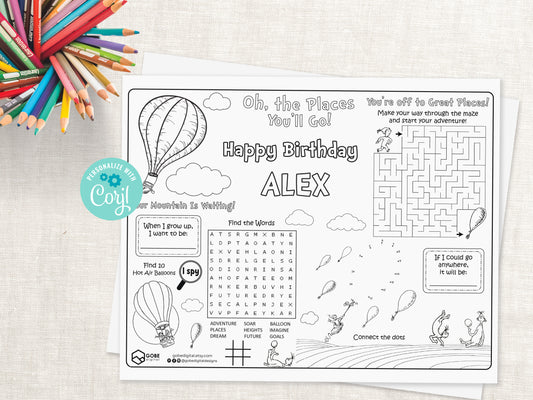 Hot Air Balloon Activity Sheet Placemat