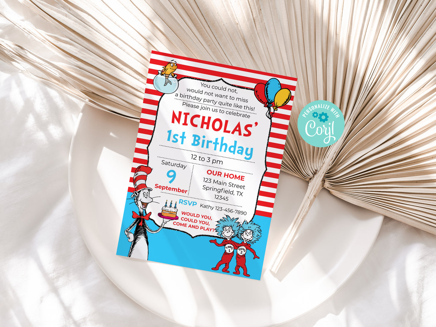 Cat Hat Things Party Invitation