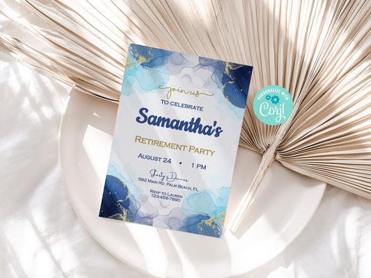 Blue and Gold Party Invitation