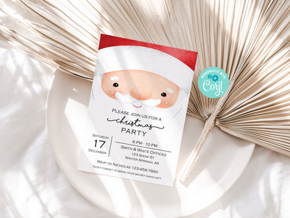 Santa Claus Christmas Party Digital Invitation Download