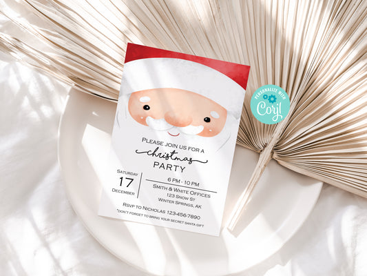 Santa Claus Christmas Party Digital Invitation Download
