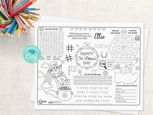 Saint Patrick's Day Activity Sheet Placemat.