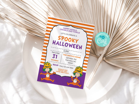 Halloween Cat Hat Things Party Invitation.
