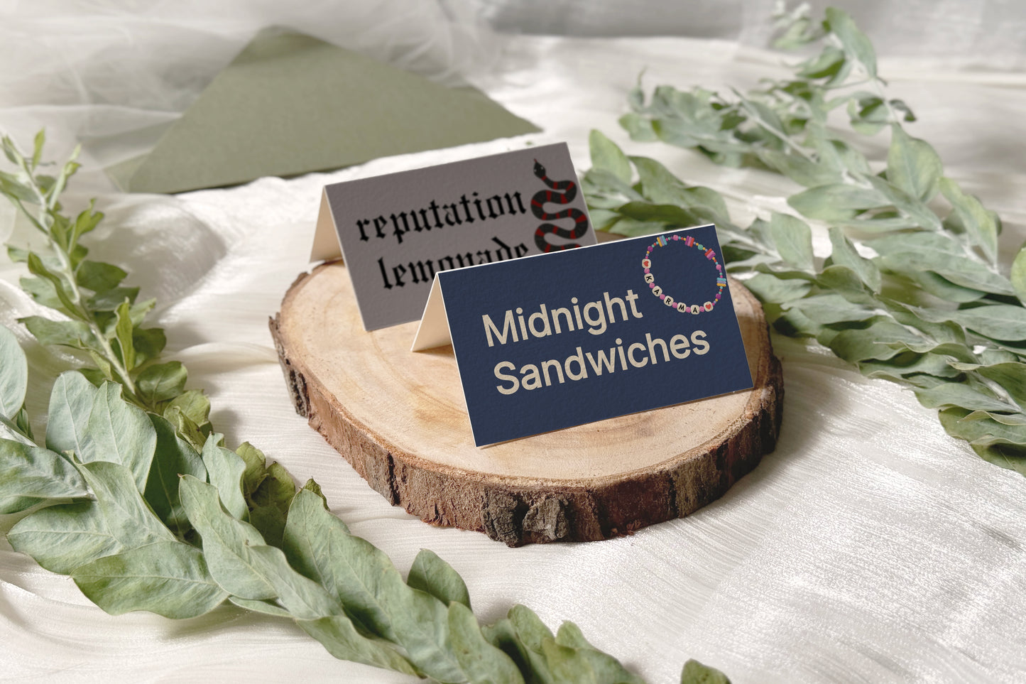 Taylor Swift inspired Food Tent Labels Placecards. 24 different designs.