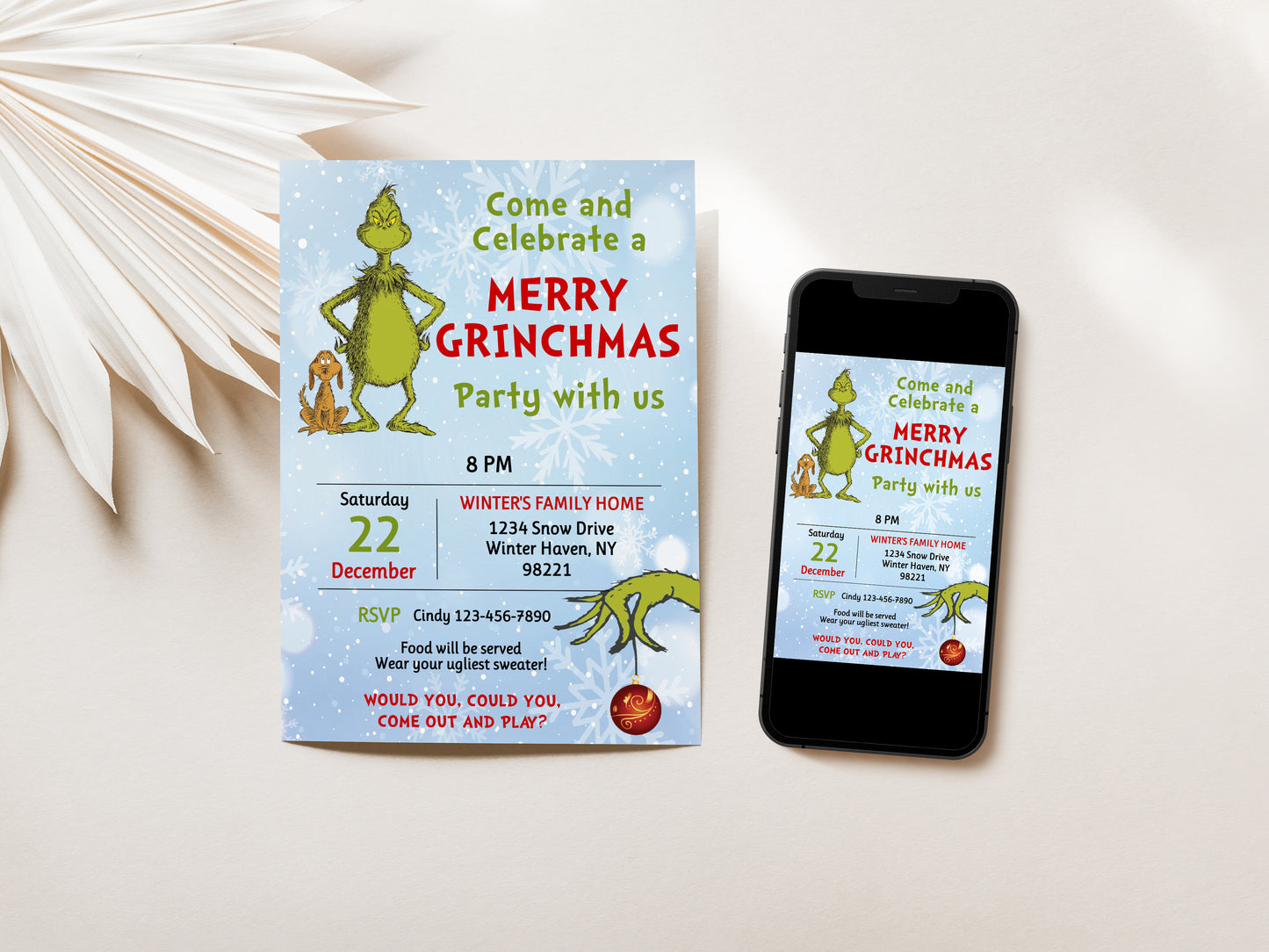 Merry Grinchmas Party Invitation 1