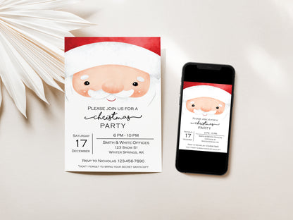 Santa Claus Christmas Party Digital Invitation Download