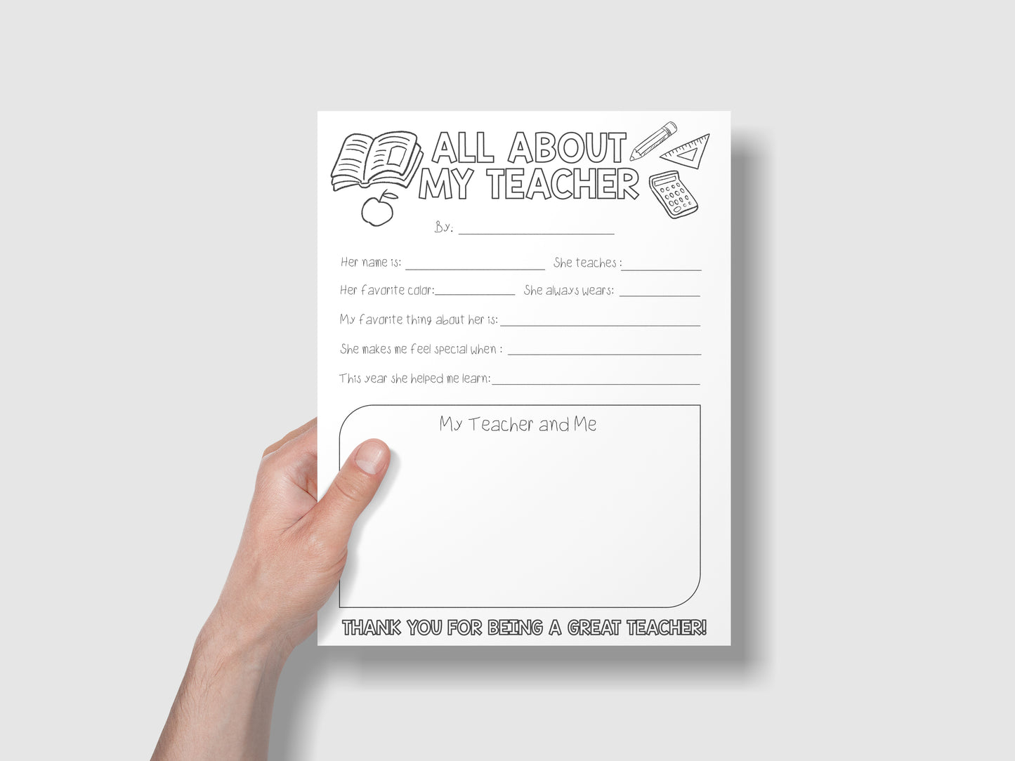 All About my Teacher Printable