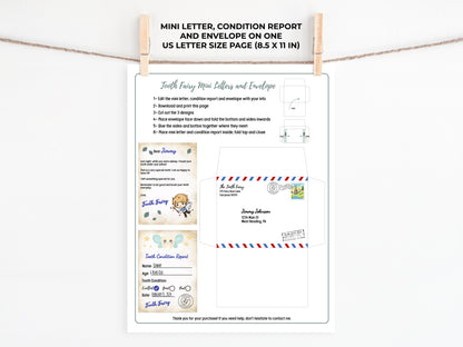 Tooth Fairy Editable Mini Letters and Envelope V8