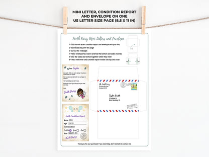 Tooth Fairy Editable Mini Letters and Envelope V9