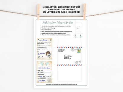 Tooth Fairy Editable Mini Letters and Envelope V3