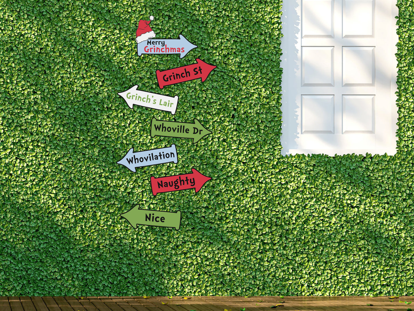Merry Grinchmas Editable Street Signs Directional Arrows Sign