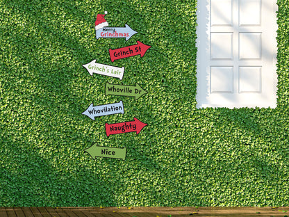 Merry Grinchmas Editable Street Signs Directional Arrows Sign