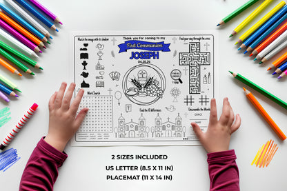 First Communion Activity Sheet Placemat.