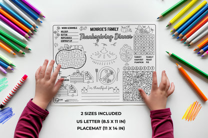 Thanksgiving Activity Sheet Placemat.