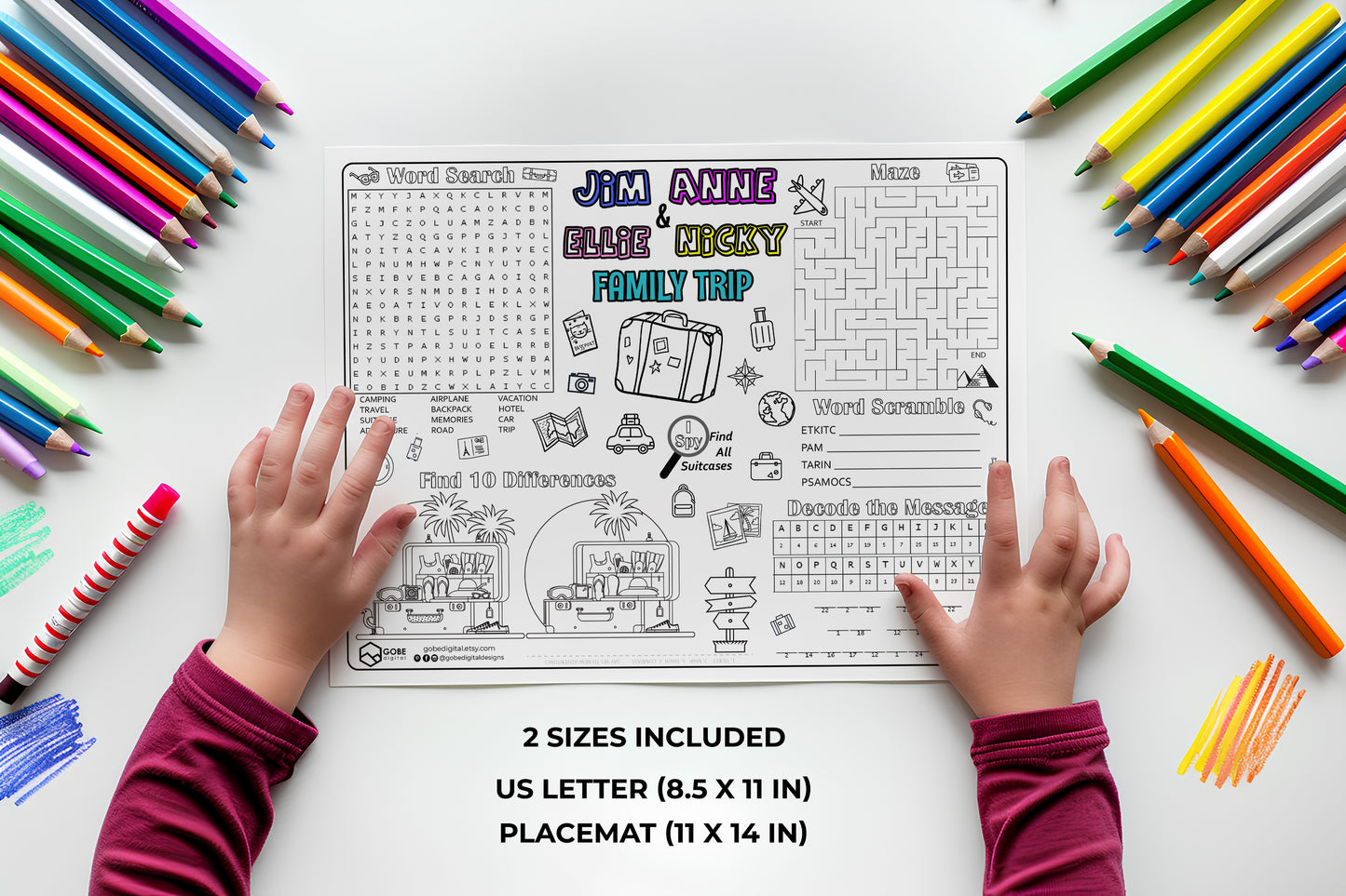 Travel Activity Sheet Placemat.