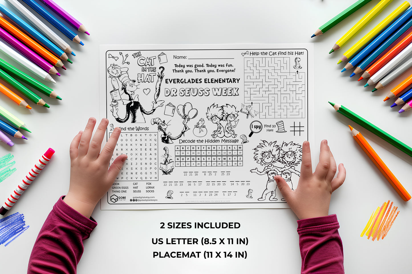 Cat Hat Things Activity Sheet Placemat