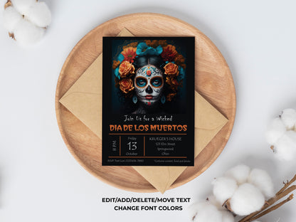 Halloween Dia de los Muertos Party Invitation