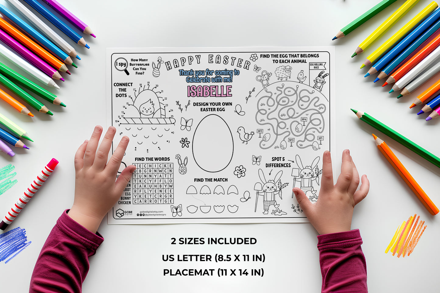 Easter Bunny Activity Sheet Placemat