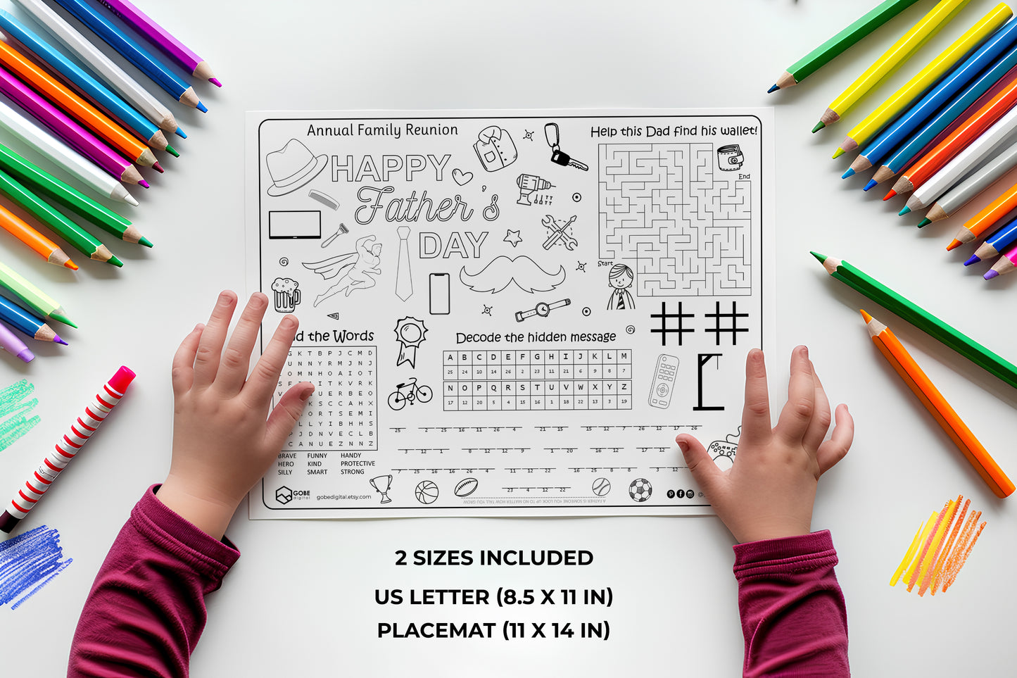 Fathers Day Activity Sheet Placemat.