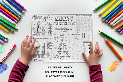 Merry Grinchmas Activity Sheet Placemat.