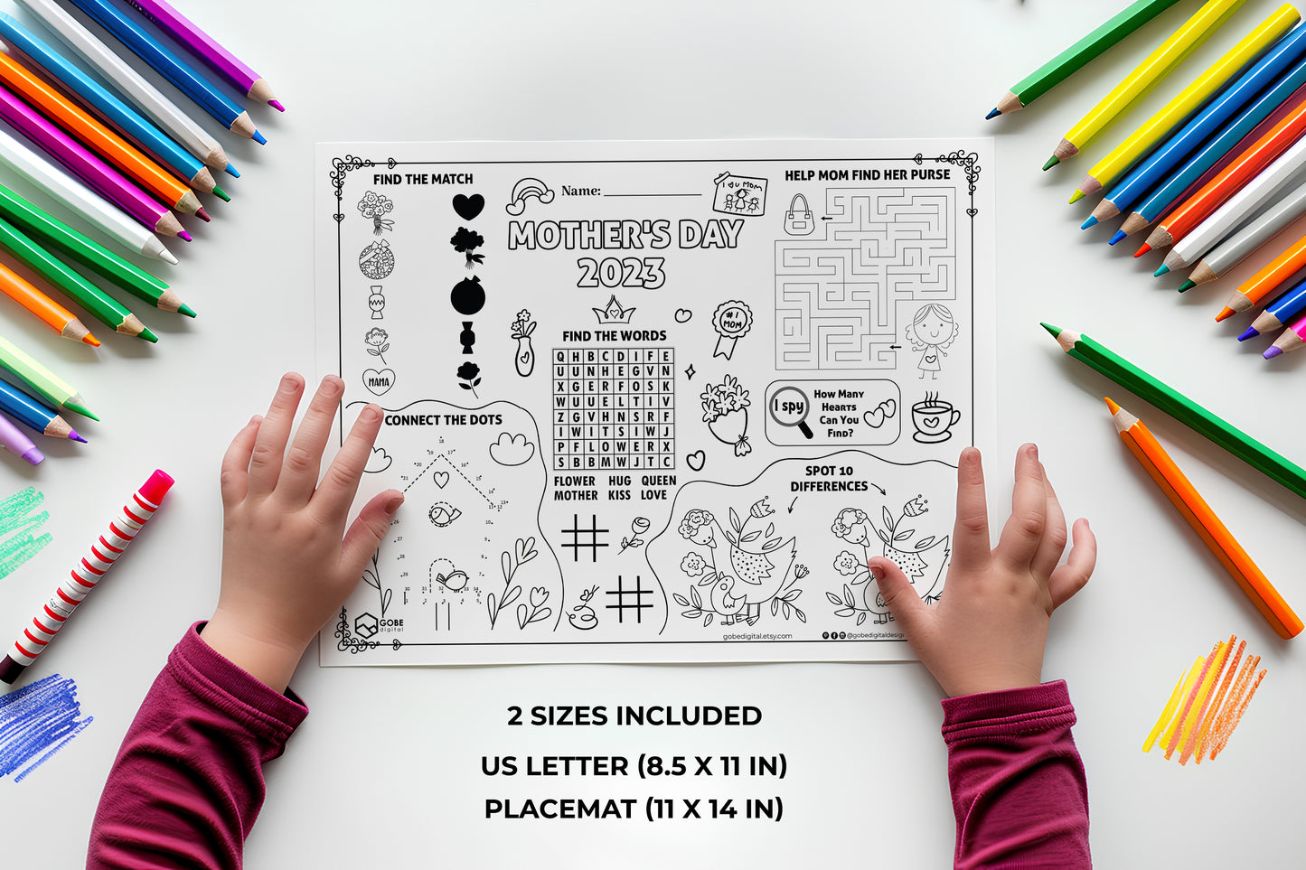Mother's Day Activity Sheet Placemat.